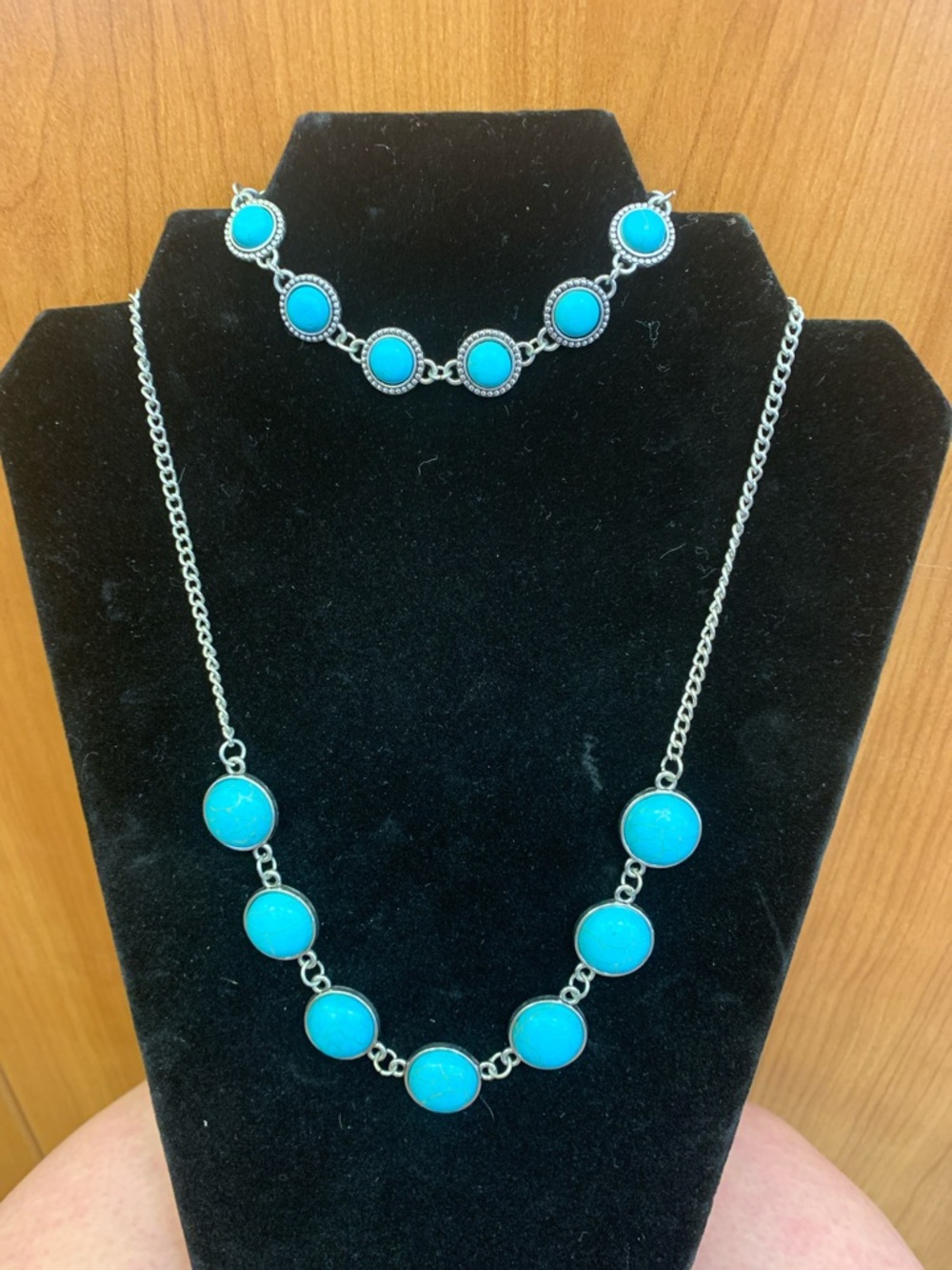 paparazzi Turquoise Blue Stone Necklace and Bracelet Set